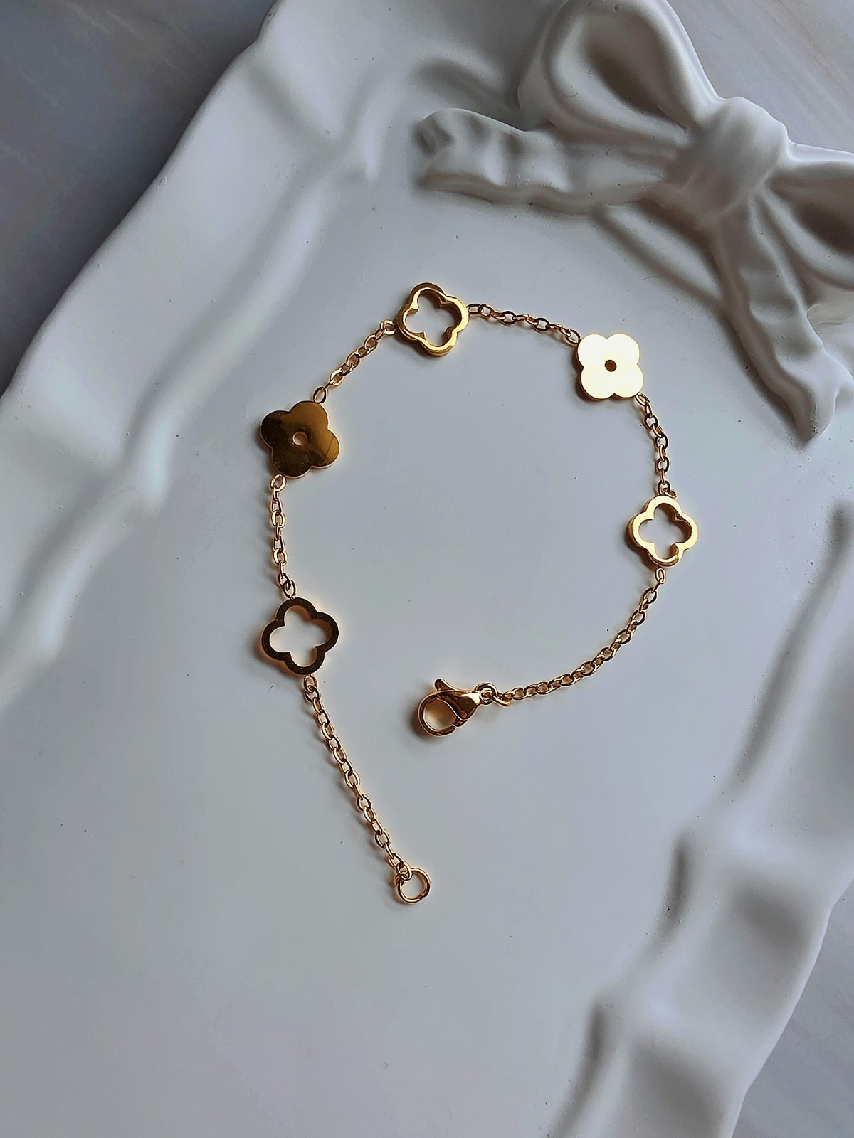 Clover Bracelet 14k Gold Plated Stainless Steel Jewelry Birthday Gifts For Women