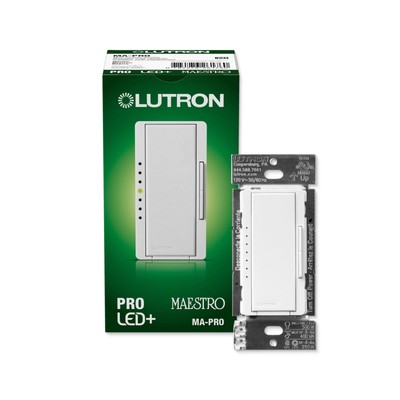 Lutron Maestro PRO LED+ Dimmer Switch 250W LED 500W ELV 400W MLV White MA-PRO-WH