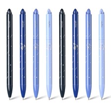 8 PCS Rotatable Gel Pens Quick Dry Black Ink 0.5mm Fine Point Blue Series