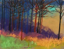 ORIGINAL Landscape Pastel Painting JMW art John Williams Impressionism Trees 