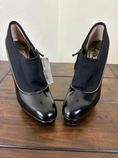 Lanvin Designer Black Patented Leather Bootie High Heels Sz 9.5 ME Made In Italy