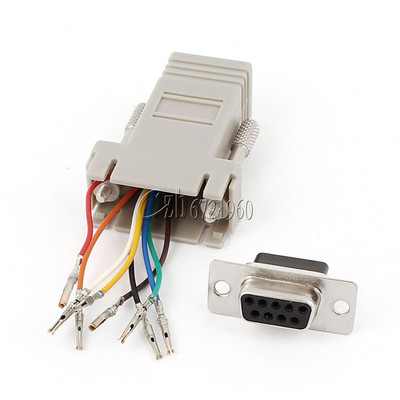 DB9 Female to RJ45 Female F/F RS232 Modular Adapter Converter Extender New
