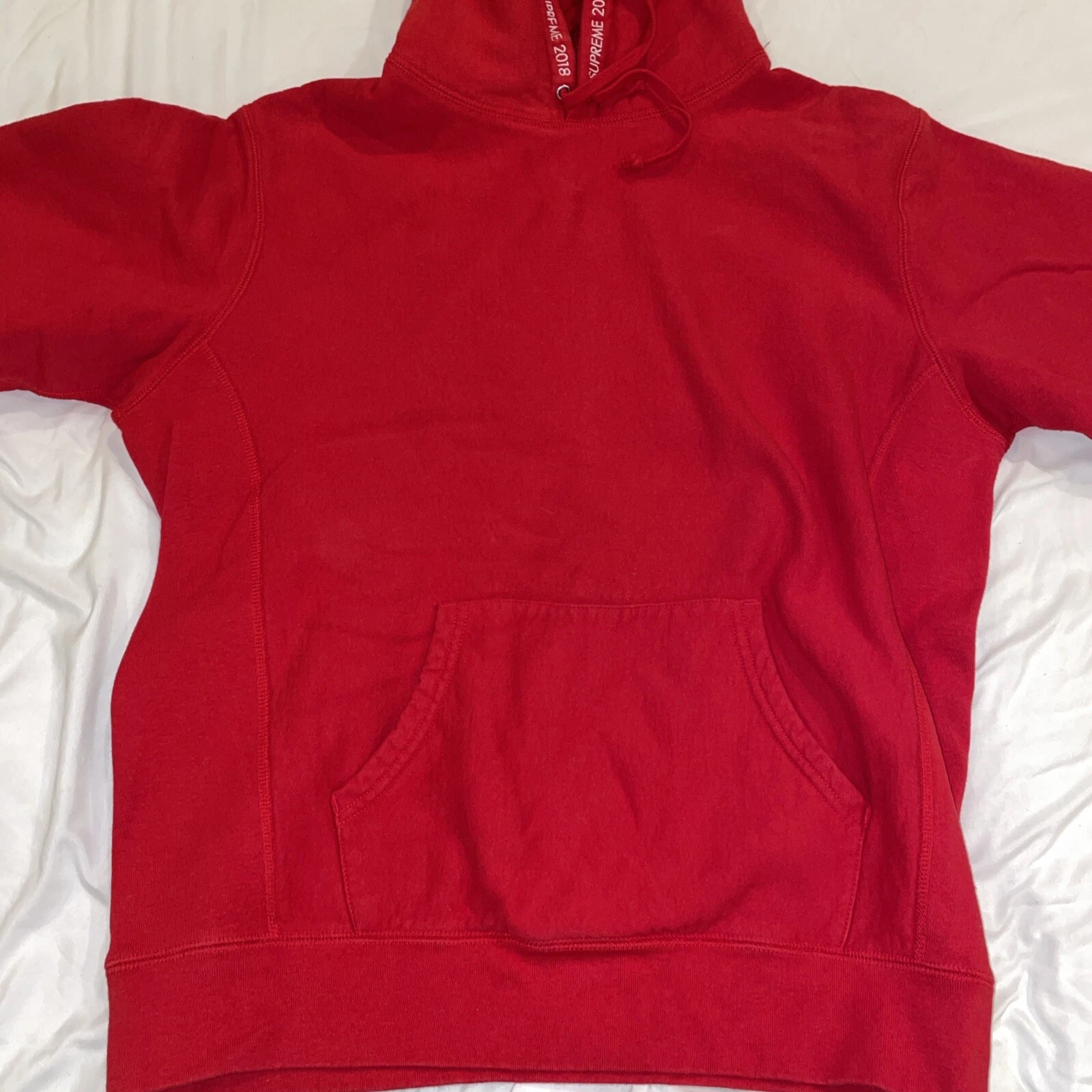 FELPA CON CAPPUCCIO RED SUPREME CHANNEL LARGE AUTENTICA SS18 2018 HOODIE INDOSSATA UNA VOLTA