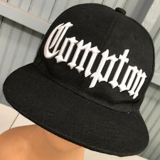 Compton 3D Logo GT Black Snapback Baseball Hat Cap