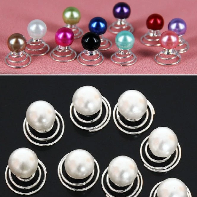 Set 10 Curlies Haarspiralen Perlen Hochzeit Kommunion Haarnadeln Haarschmuck NEU - Bild 4 von 4