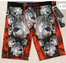 ETHIKA STAPLE NAH BRAH PIRANAH 3D LONG BOXERS UNDERWEAR BRIEFS NEW LARGE.33-35