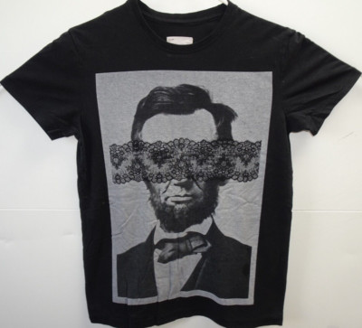 President Abe Lincoln Sovereign Code Lacey Blindfold  Women T Shirt Medium Black