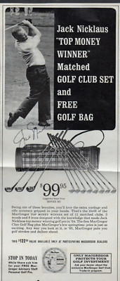 JACK NICKLAUS Autographed MacGregor Mag Ad 12 x 5" Early 1960s Photo ...
