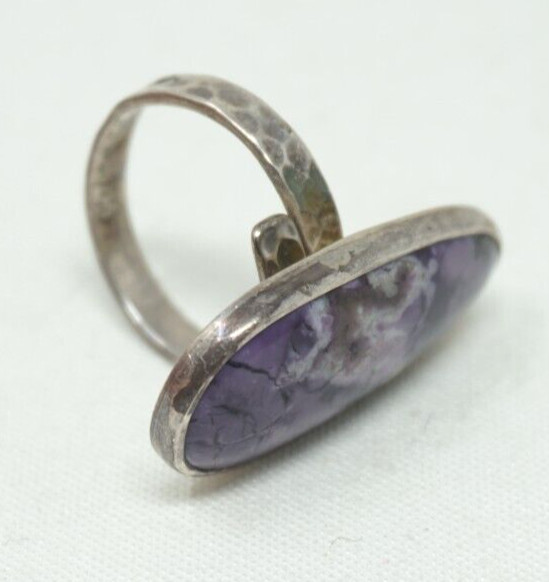 LARGE Sterling Silver OPALIZED Opal FLUORITE Purp… - image 2