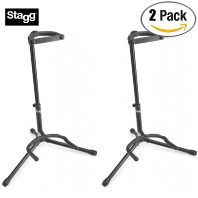 2-PACK Stagg SG-A100BK Tripod Adjustable Guitar Stand - Black