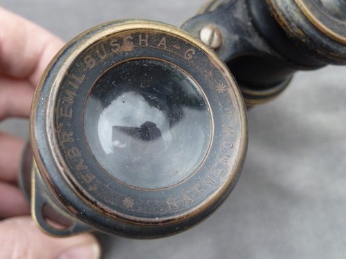 LOVELY QUALITY VICTORIAN BINOCULARS BRASS/LEATHER EMIL BUSCH A-G RATHENOW 1890S - Picture 4 of 10