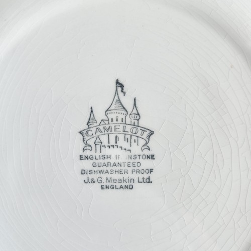 J.G. Meakin CAMELOT English Ironstone Set 4 Dinner Plate Black/White Floral RARE - Picture 3 of 7