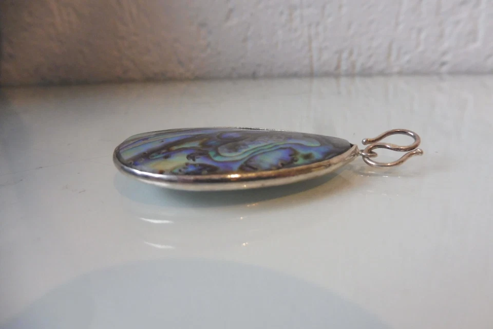 Ciondolo In Perla Con Argento 925, Elegante, Grande Ciondolo A Catena - Immagine 2 di 4