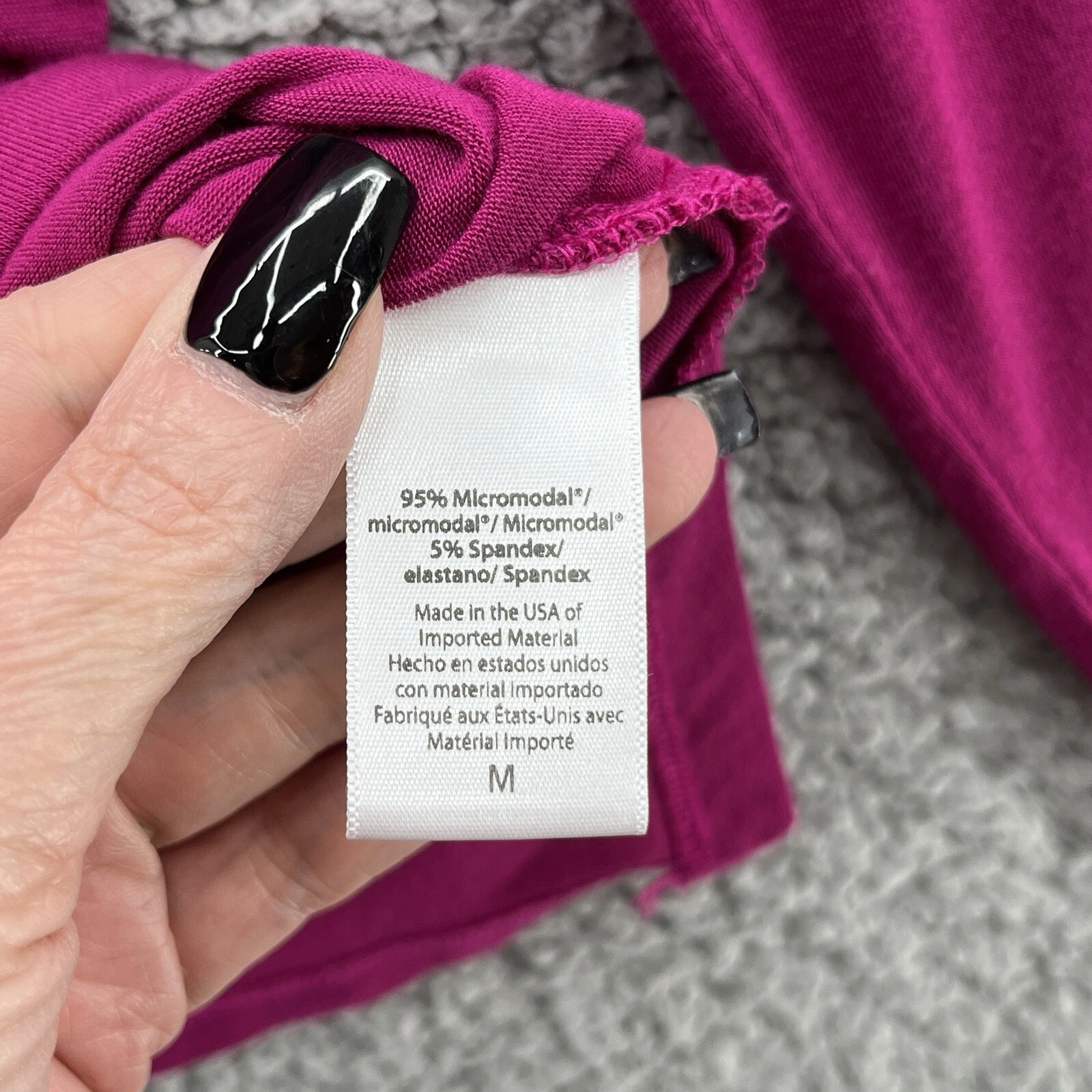 beyond-yoga magenta jersey knit v neck t shirt tee shirt