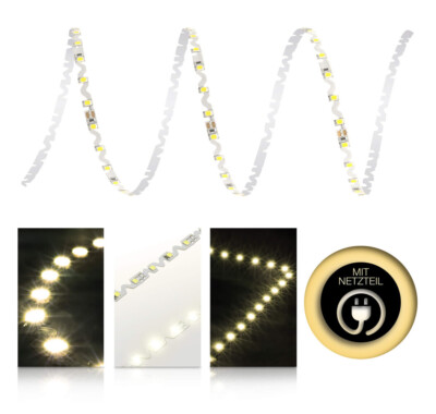 Premium 24V LED S-Shape LED Streifen IP20 warmweiß 72 LED/m 2835 Set Netzteil 