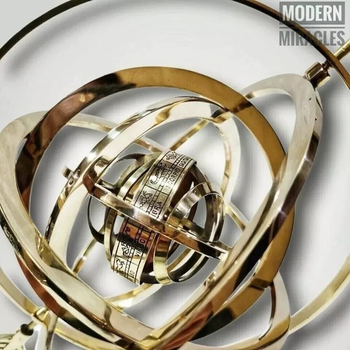 Nautisch Glänzend Messing Armillarsphäre Welt Globus Metall Basis Büro Gift Für - Bild 6 von 6