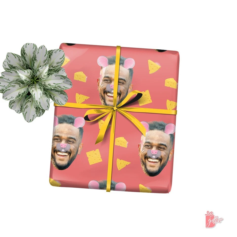Rollo de papel de envolver regalos personalizado con foto corte facial ratón filtro envoltura de regalo Foto 4 de 4