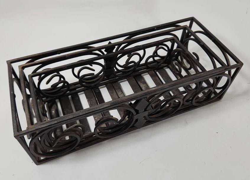 Metal Open Boxes Decorative Swirl Bronze Nesting Rectangular Crates Set of 3 - Image 4 of 4