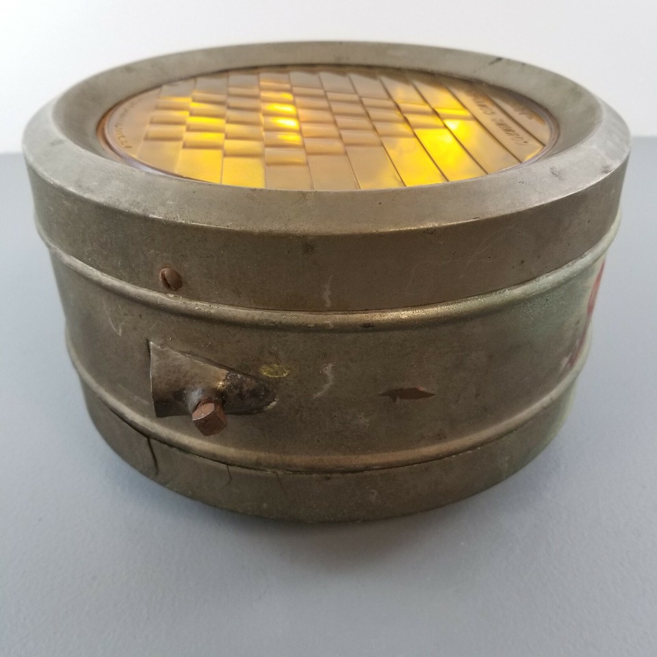 Antique Corning Conaphore 1920's Drum Headlamp Light Fog w/Amber Lens