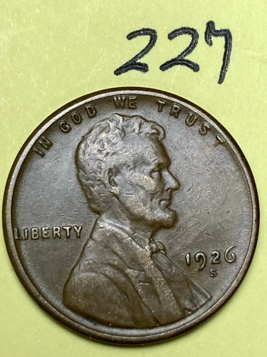 1926-S LINCOLN WHEAT CENT, LOW MINTAGE DATE "EXTREMELY FINE" condition  #227