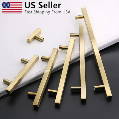 20Pcs T Bar Pull Gold Handles Solid Steel Kitchen Cabinet Hardware Modern Pulls