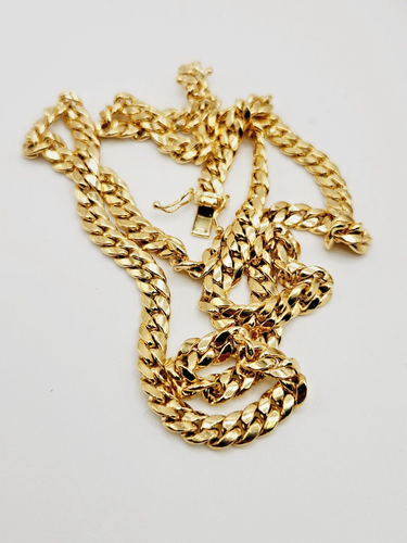 10K Yellow Gold*Semi Solid Cuban Chain 24 inches x 6.1mm x 2.4mm Box Clasp - Picture 3 of 7