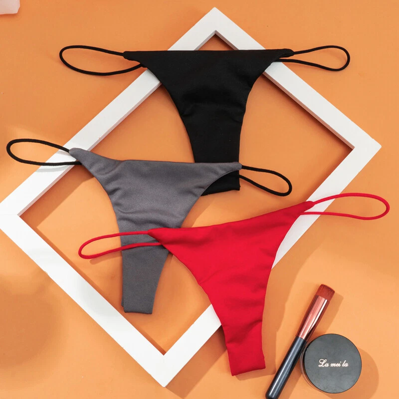 Pacote com 5 tangas femininas sexy de tiras finas e cordas G plus size cintura baixa roupa íntima - Imagem 4 de 4