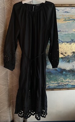 J. Crew Dress Women Black Tiered Long-sleeve Midi embroidered strip Sz M New | eBay J. Crew Dress Women Black Tiered Long-sleeve Midi embroidered strip Sz M New | eBay