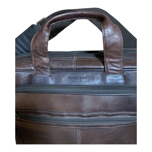Classic Samsonite Genuine Leather Laptop Shoulder Strap Briefcase Brown - Picture 6 of 23