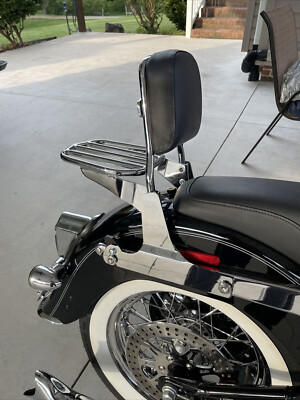 Detach Passenger Sissy Bar Backrest Rack For Harley Softail Fat Boy Deluxe FLSTN