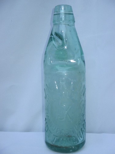 VINTAGE OLD VICTORIAN 10oz CODD MARBLE BOTTLE J. KIRTON NOTTINGHAM c1900 - Picture 2 of 3