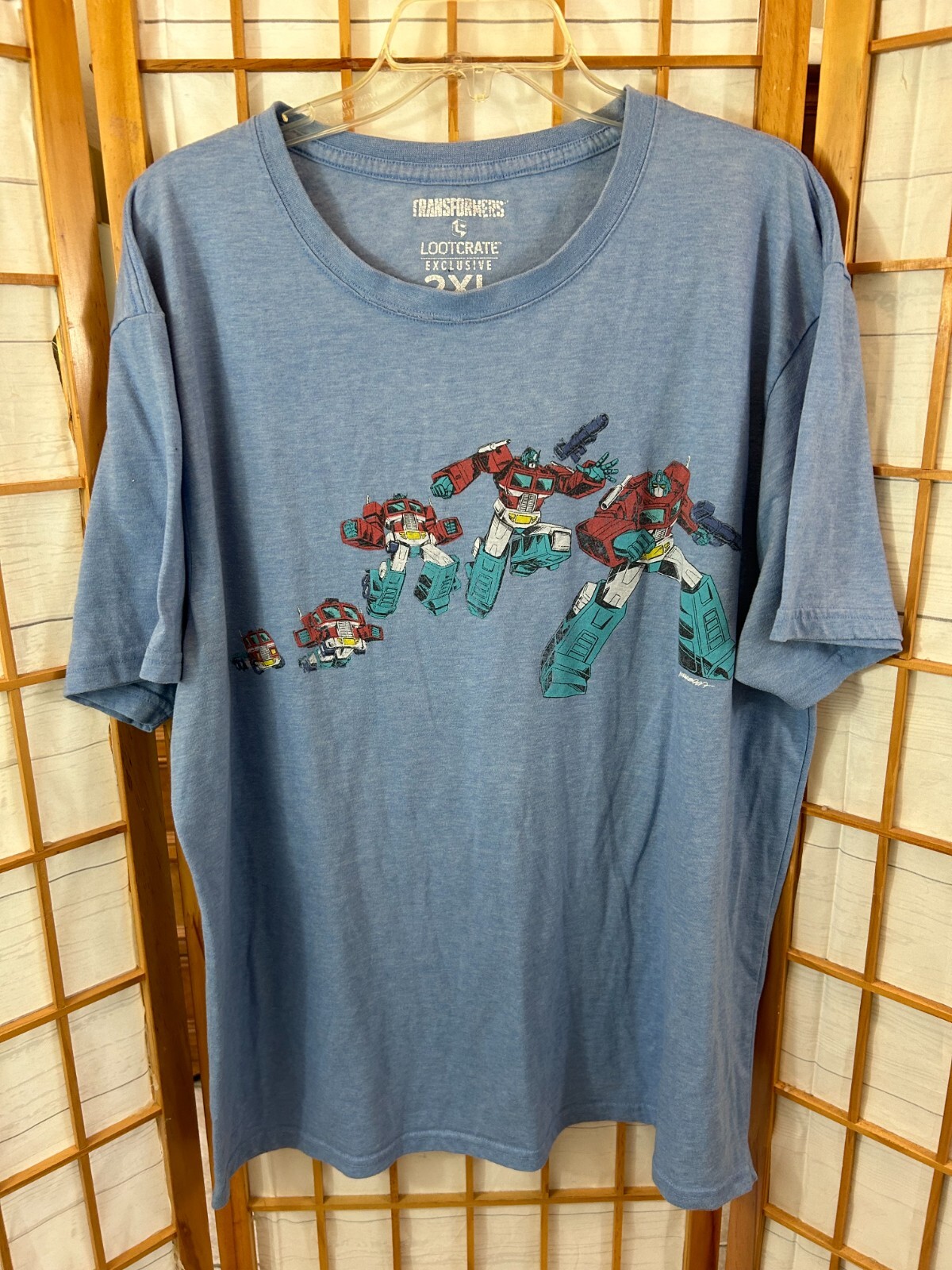 Transformers Lootcrate T-Shirt Men's 2XL Light Blue Polyester Crew Short Sleeve