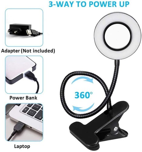 LED USB Clip On Flexible Desk Lamp Dimmable Memory Bed Read Table Study Light - Picture 5 of 14