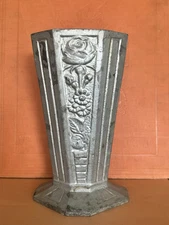 Vintage French 1930s/40s Art Deco silver plated cast pewter floral vase planter