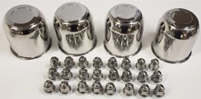 4-Pk Trailer Wheel Lug Cap Sets Stainless Hub Cover 24 Capped Nuts 4.25 Center