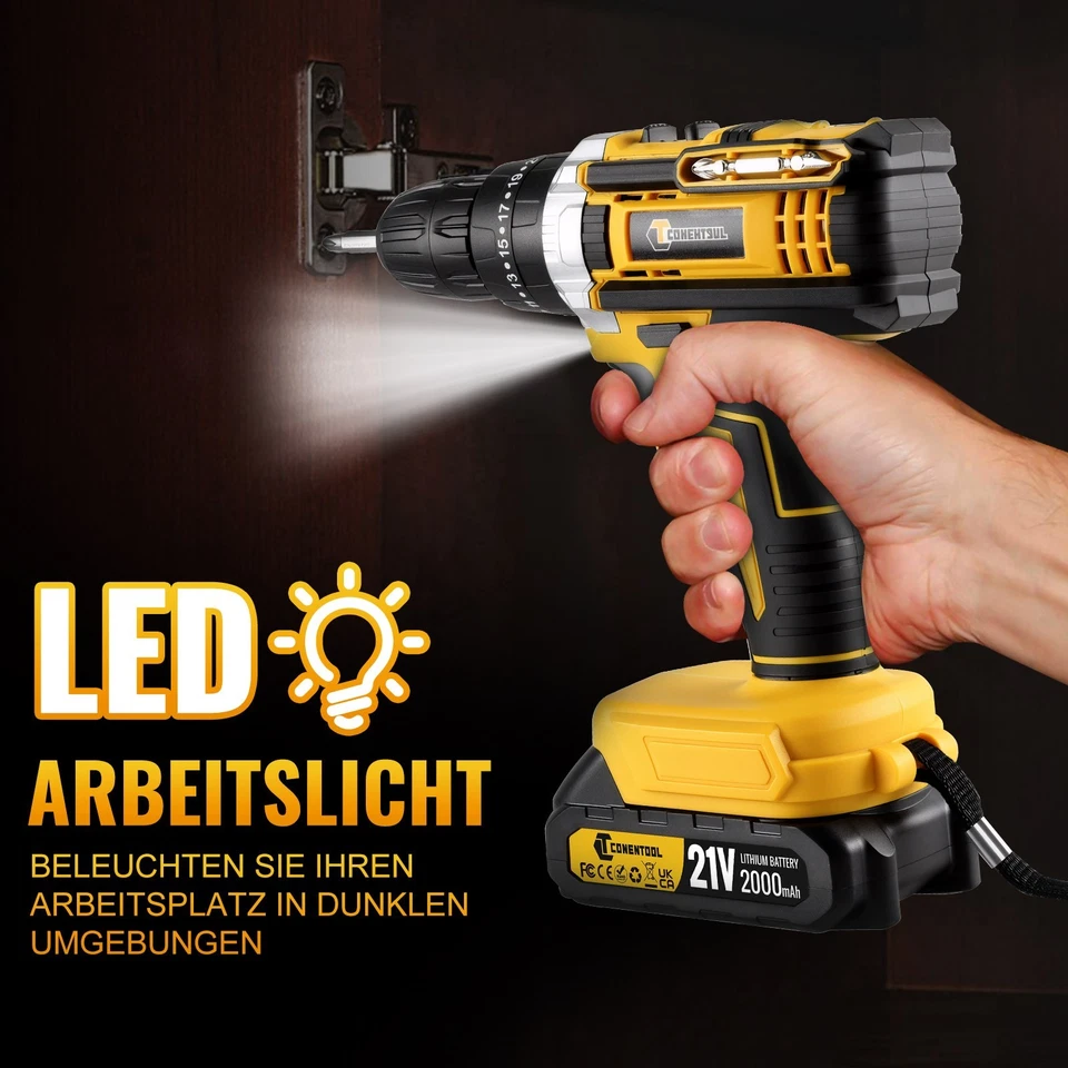 Mit 2 Akkus Für Makita Akku-Schlagbohrschrauber 21V Akkuschrauber Set mit Box DE - Bild 3 von 4