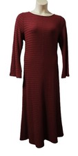 M&S Womens Textured Jersey Round Neck Midi Column Dress size 18 Tall in Dark Red