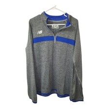 New Balance Women Athletics Half Zip Fitted Light Jacket 2X Gray/royal Blue