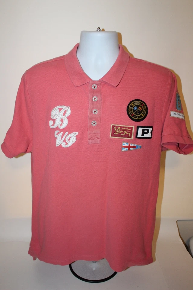 Camisa Polo Pussers Indias Occidentales Británicas Para Hombre Grande Rosa Anegada Triángulo Islas Vírgenes Británicas Foto 4 de 4