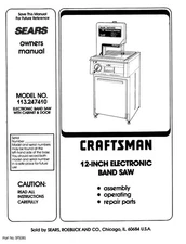 Owner's Manual & Parts Sears Craftsman 12” Electronic Band Saw -Model 113.247410