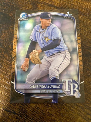 Santiago Suarez - 2025 Bowman Chrome 1st - Reptilian Refractor - #BCP-142 - Rays