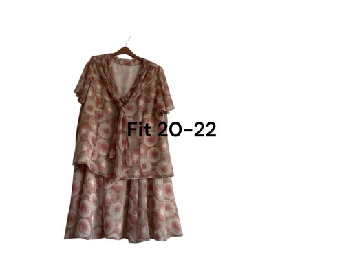 Chesca Dusty Pink Beige Ivory ChiffonSkirt 22 Blouse Size 20 Pristine Away 29.4 - Picture 4 of 5