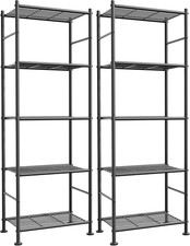 Storage Shelves - Set Of 2 5-tier Metal Shelf Organizer Space-saving Garage Sh