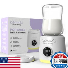 Portable Bottle Warmer for Travel w/ Nightlight, Fast 4 Heat Settings, Leak-Proo