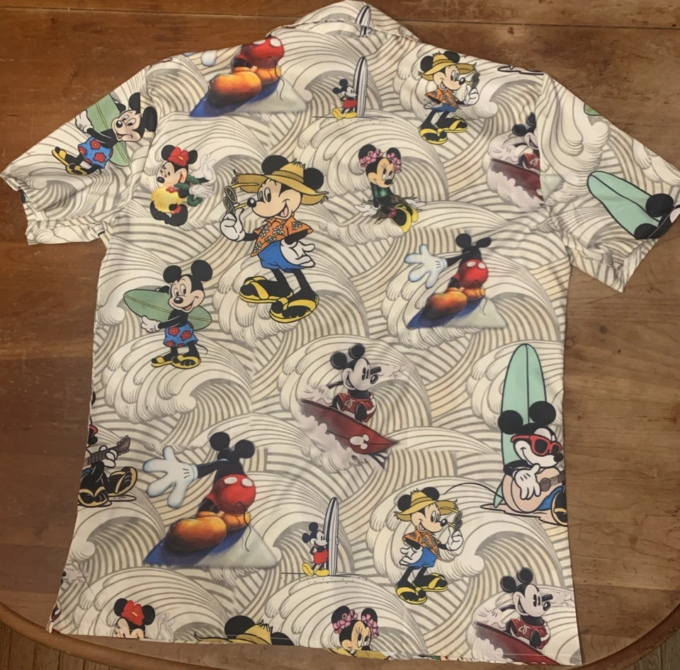 Camisa Hawaiana Mickey & Minnie Mouse Para Hombres XL Aloha Tropical Disney Vacaciones Foto 4 de 4
