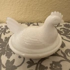 Vintage Hazel Atlas Milk Glass Hen on a nest dish