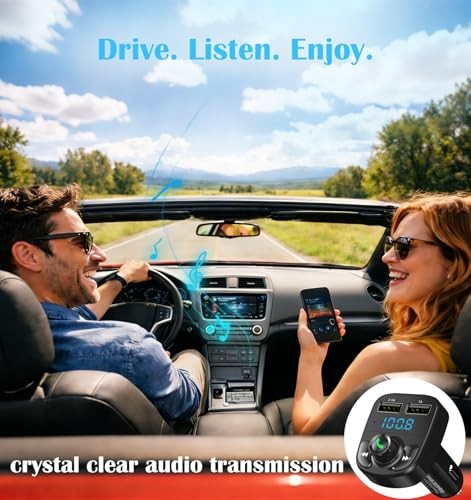 Handsfree Call Car Charger, Wireless Bluetooth 5.3 FM Transmitter Radio Receiver