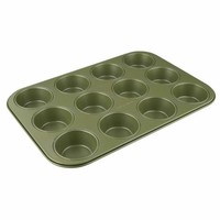 Zenker 12Er Muffinform Green Vision, Backform Stahlblech Sparkling Green 38X26Cm