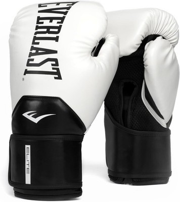 Everlast Elite 2 Boxing Gloves,White/Black,12oz,Faux Leather
