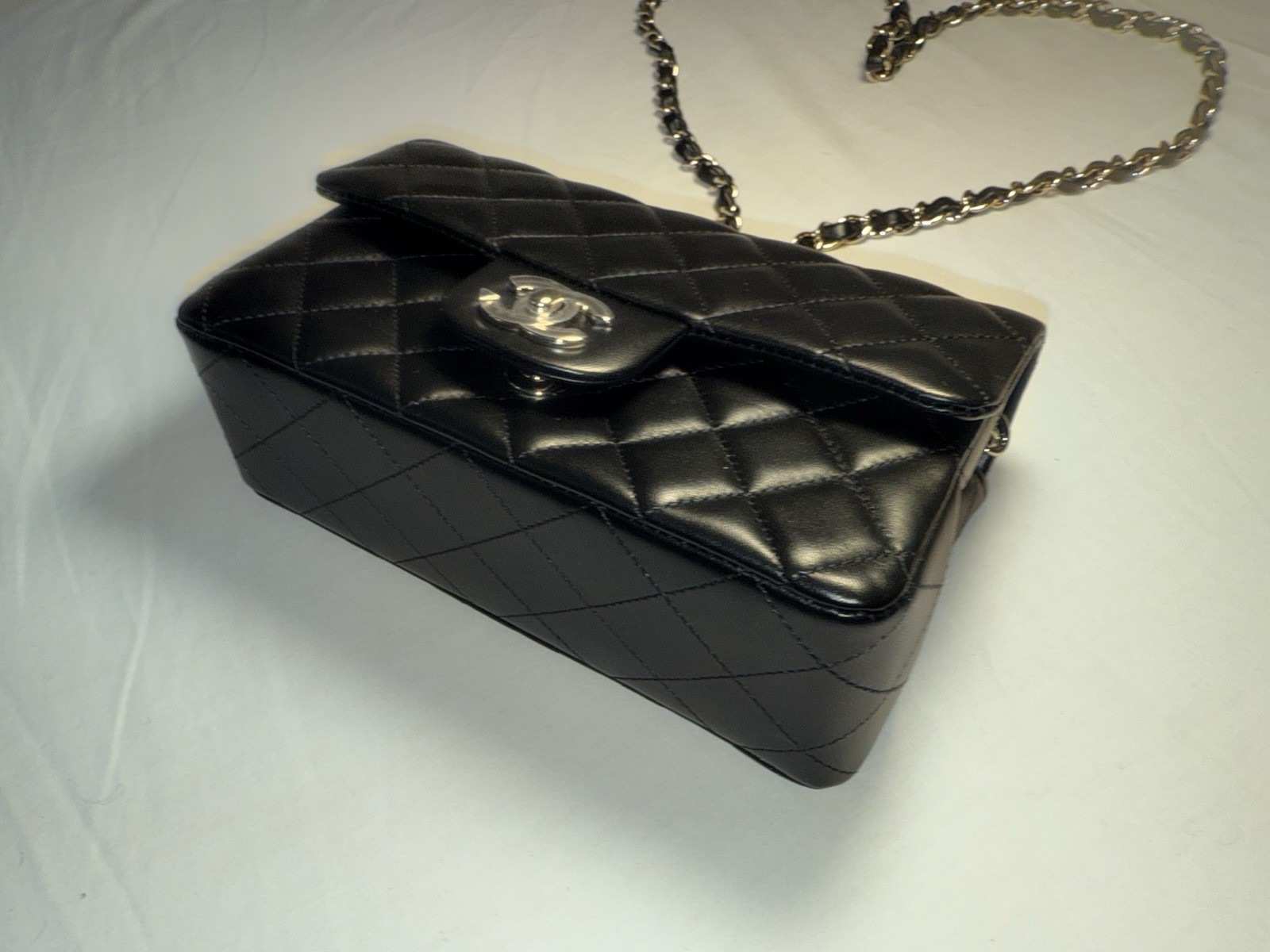 RARE CHANEL MINI FLAP BLACK LAMBSKIN CGHW FULL SET image 7